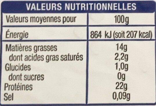 Filet de saumon - Tableau nutritionnel