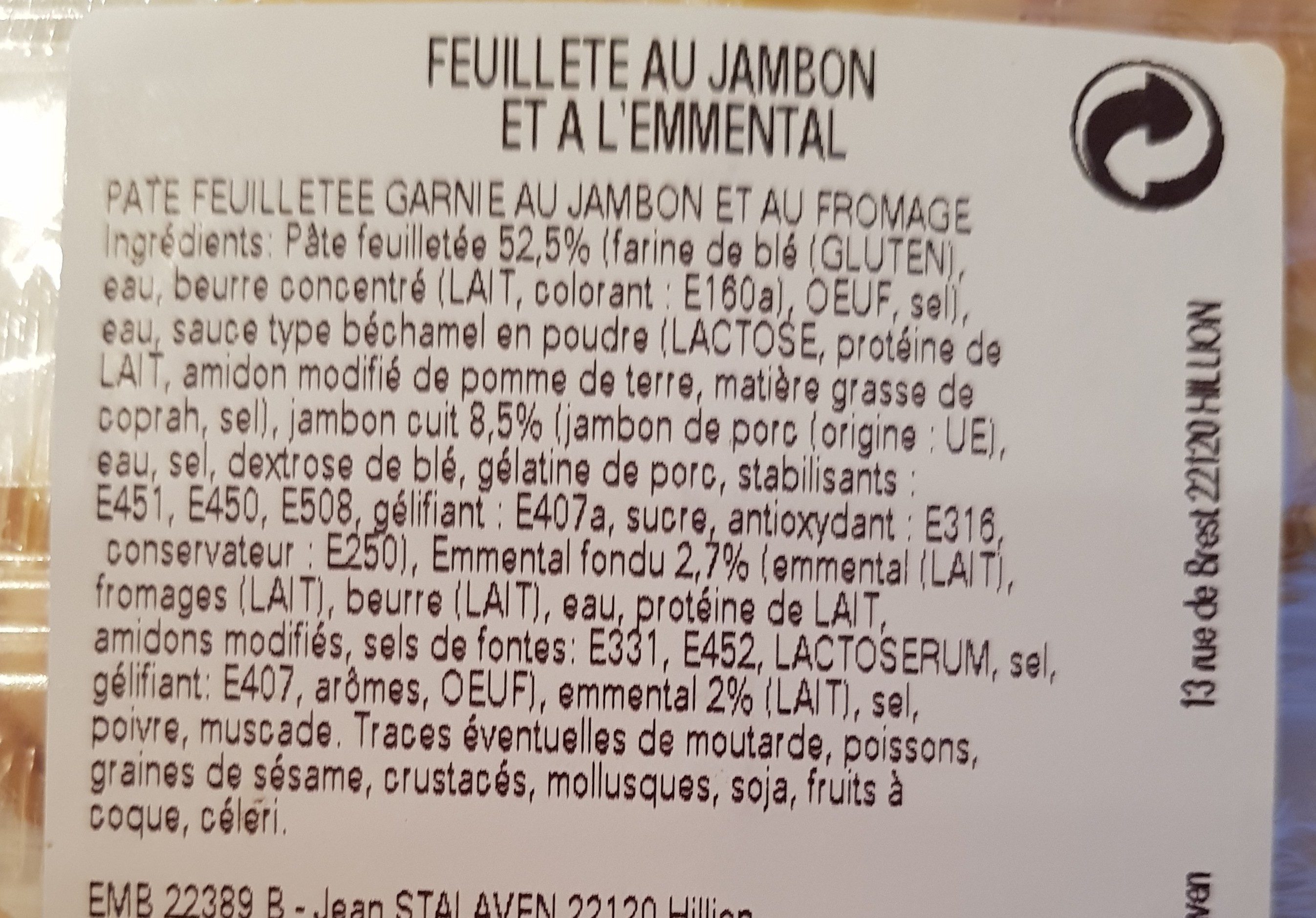Feuil Jambon Emmental - Ingrédients