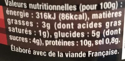 Axoa de veau au piment d?Espelette - Nutrition facts - fr