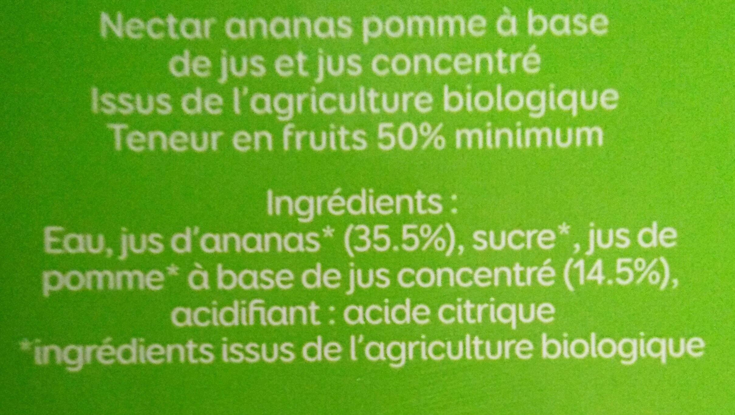 Pressade ananas bio - Ingrédients