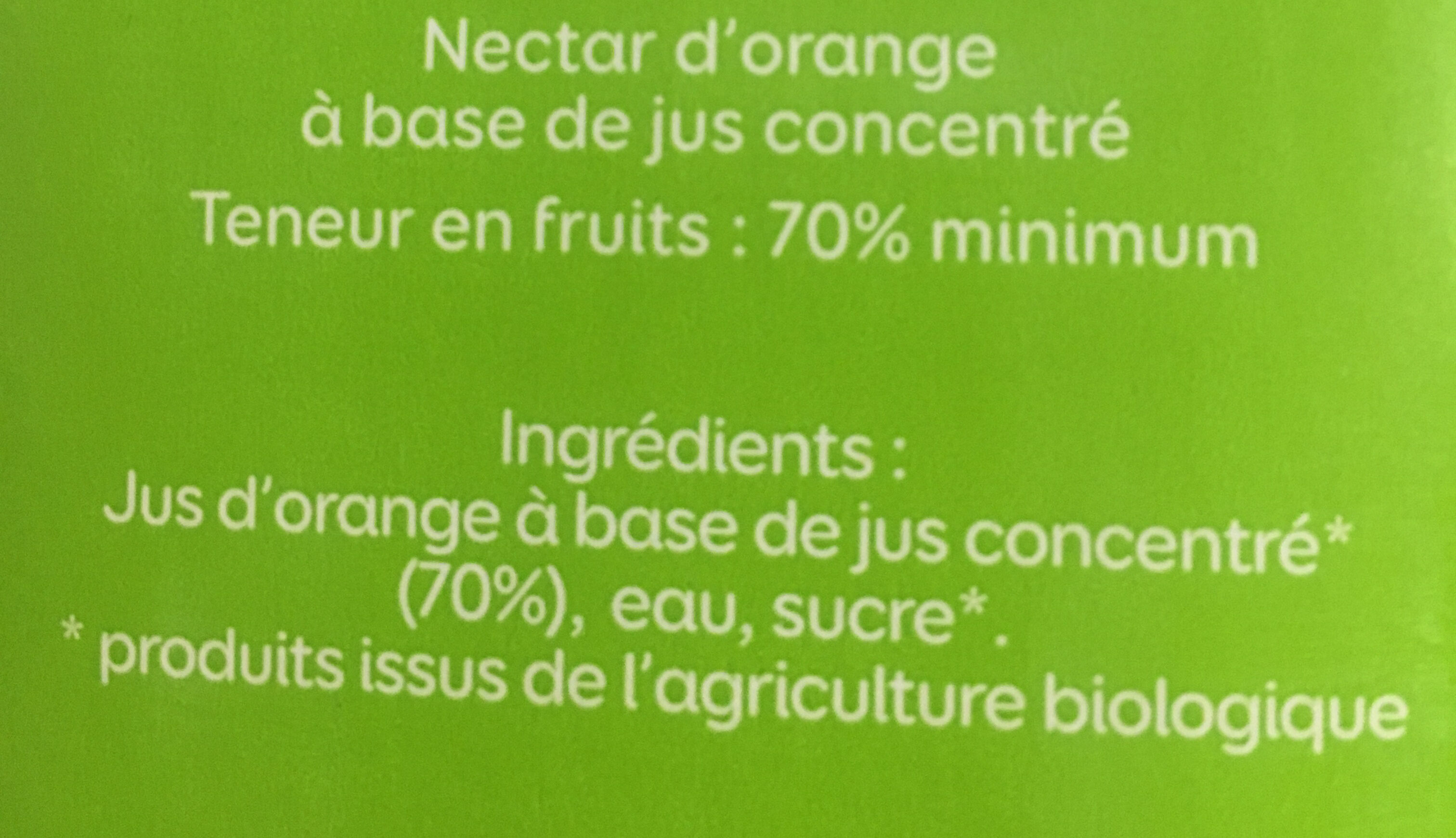 Le Bio Orange - Ingrédients
