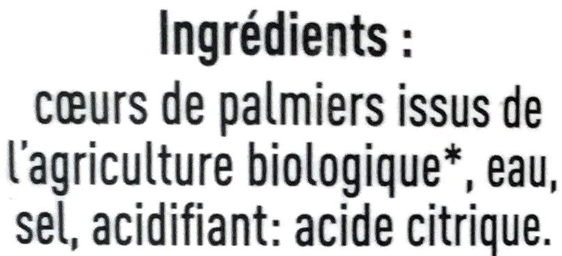 Cœurs de Palmier Bio extra-fins - Ingredients - fr