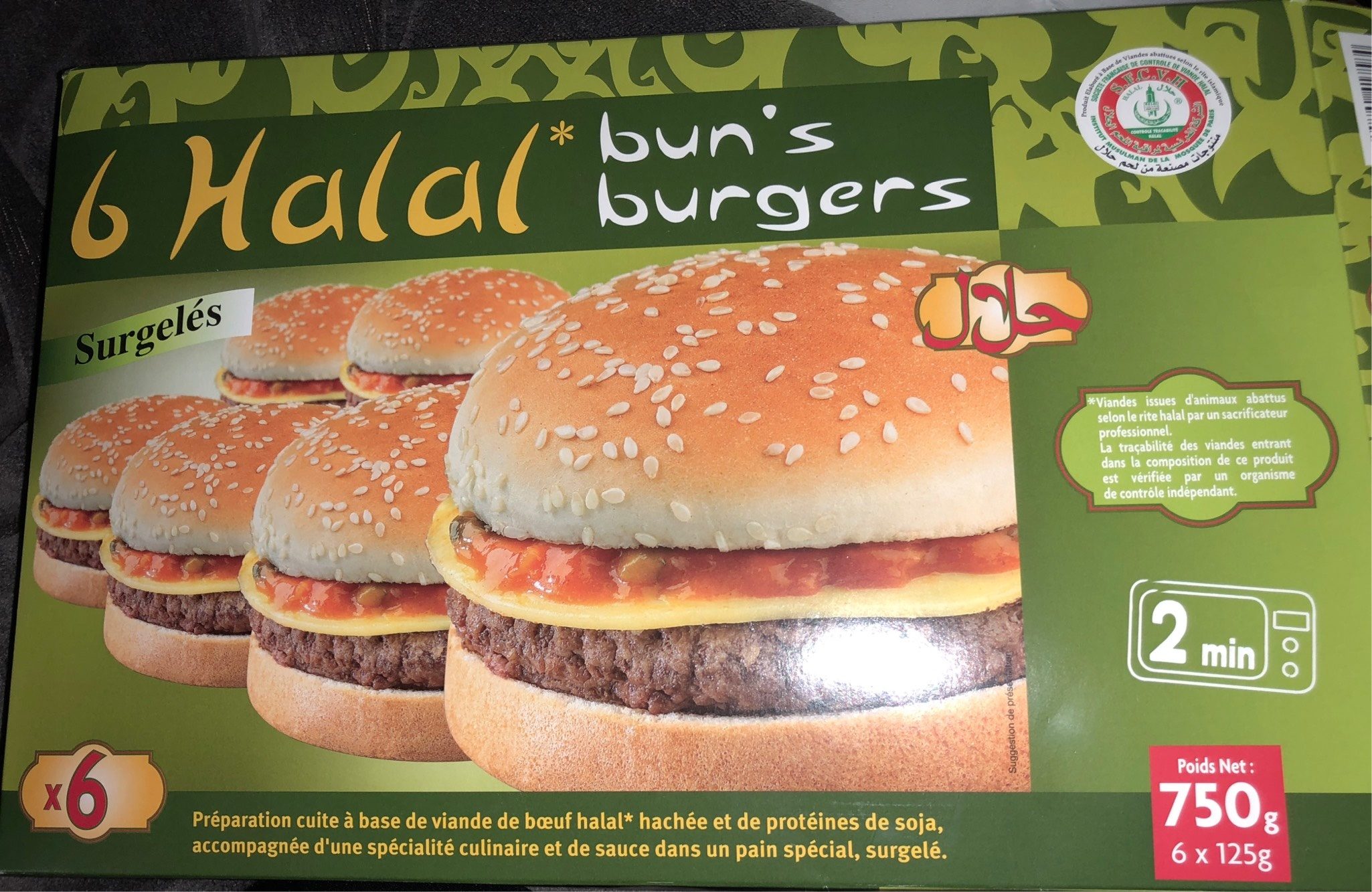 Halal Burger Surgelés x 6, - Produkt - fr