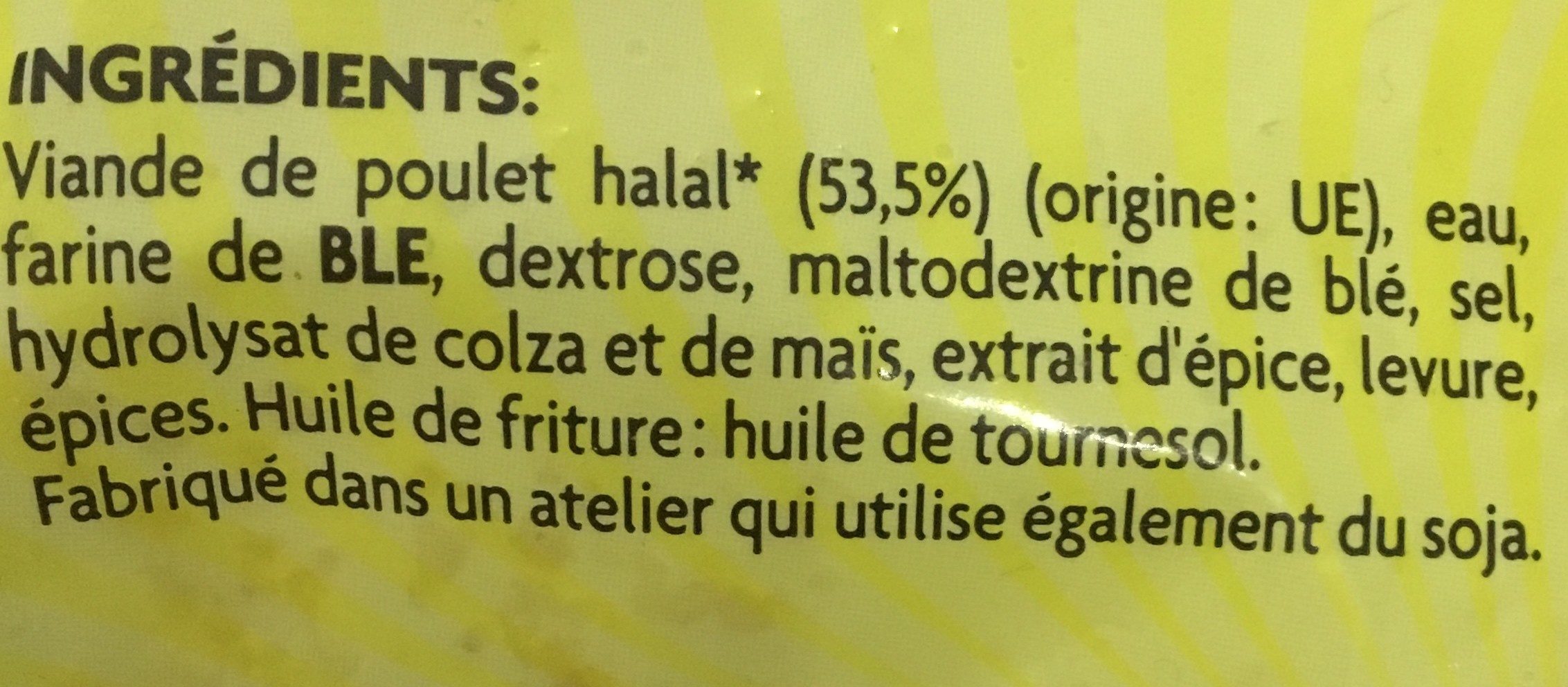 Nuggets de poulet Halal - Ingredients - fr