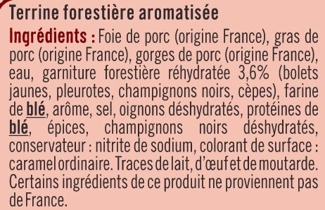 Terrine forestière goût champignons tranché - Ingredients - fr