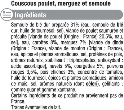 Couscous Poulet et merguez - Ingrédients