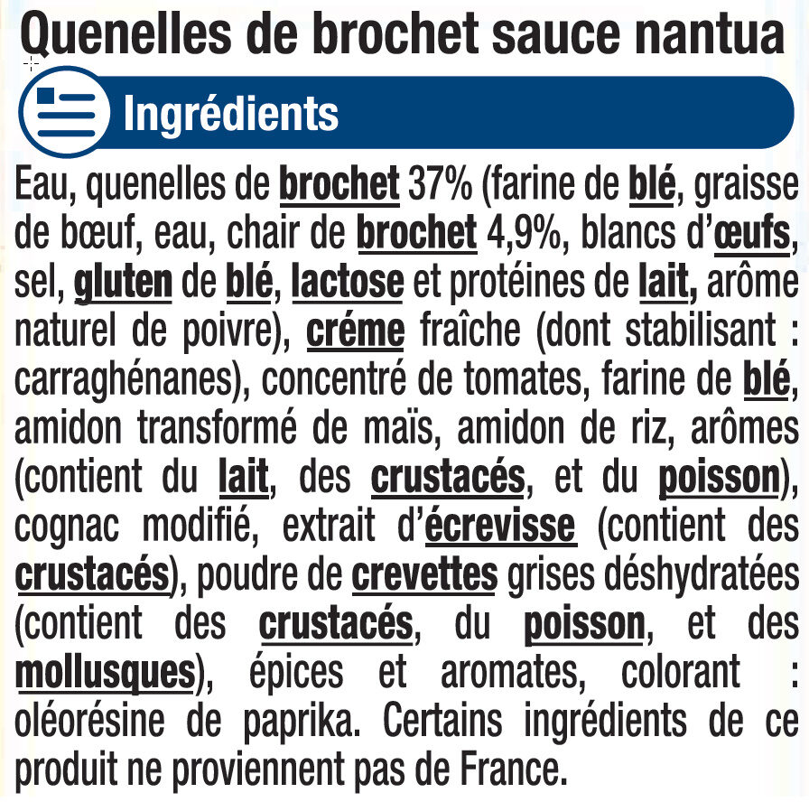 Quenelles de brochet sauce nantua aromatisée - Ingredients - fr