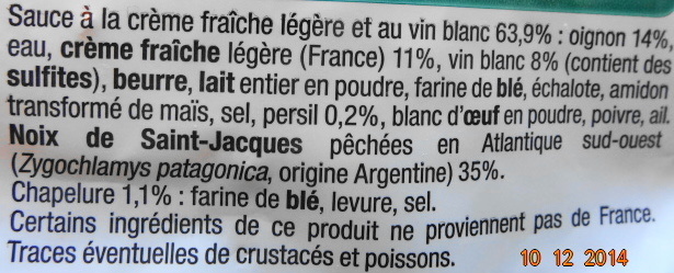Coquilles Saint-Jacques* à la Bretonne (4 + 2 Gratuites), Surgelé - Ingredienser - fr