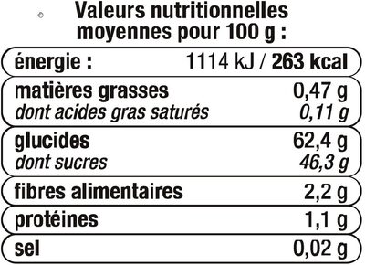 Crème de marrons vanillée - Nutrition facts - fr