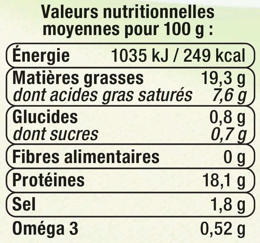 Lardons allumettes fumés à teneur réduite en sel réduit et Oméga 3 Viande de Porc Française - Información nutricional - fr