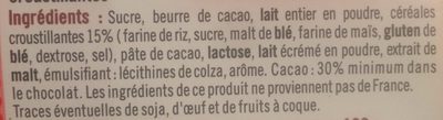 Chocolat au lait croustillant - Ingredients - fr