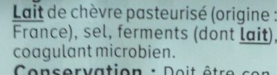 Fromage au lait de chèvre pasteurisé Sainte Maure 25%mg - Ingredients - fr