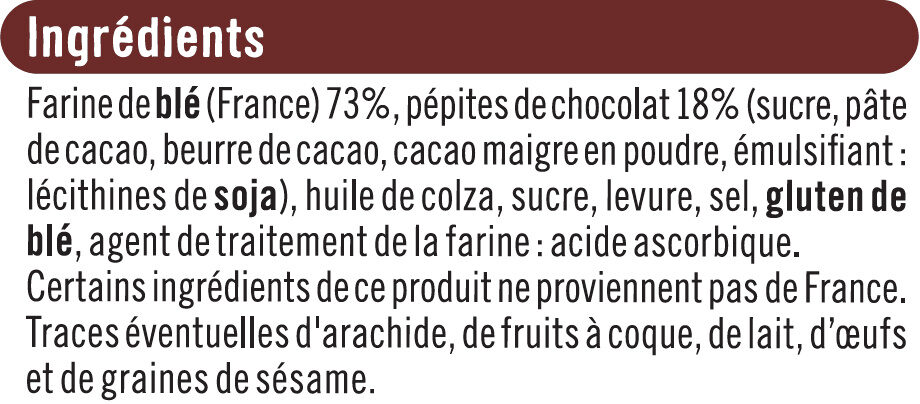 Petits Pains Grillés aux Pépites de Chocolat - Ingrédients