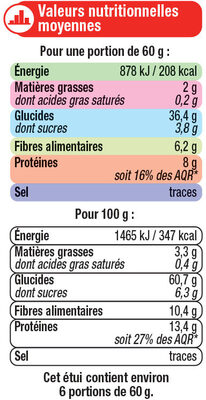 Duo de céréales quinoa et boulgour - Información nutricional - fr