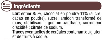 Crème dessert saveur chocolat - Ingrédients