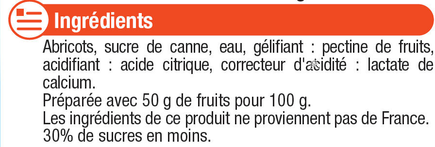 Confiture d'abricot allégée - Ingrédients