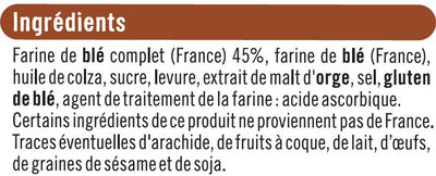 Petits Pains Grillés au Blé Complet - Ingredientes - fr