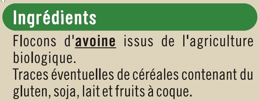 Flocons d'avoine bio - Ingrédients
