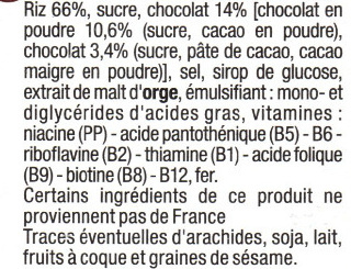 Riz Soufflé Enrobé de Chocolat - Ingredients - fr