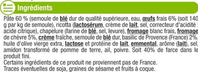 Ravioli au chèvre basilic de Provence - Ingrédients