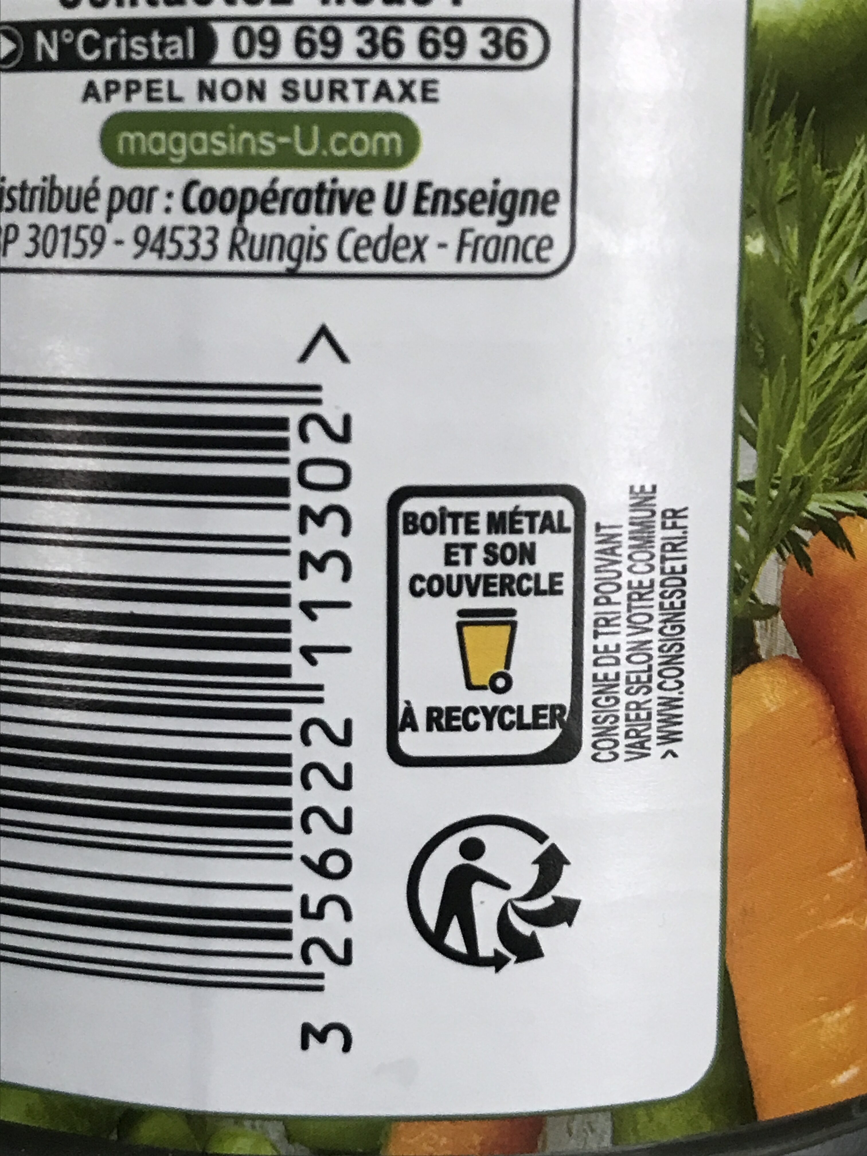 Petits pois extra-fins et carottes à l'étuvée - Istruzioni per il riciclaggio e/o informazioni sull'imballaggio - fr