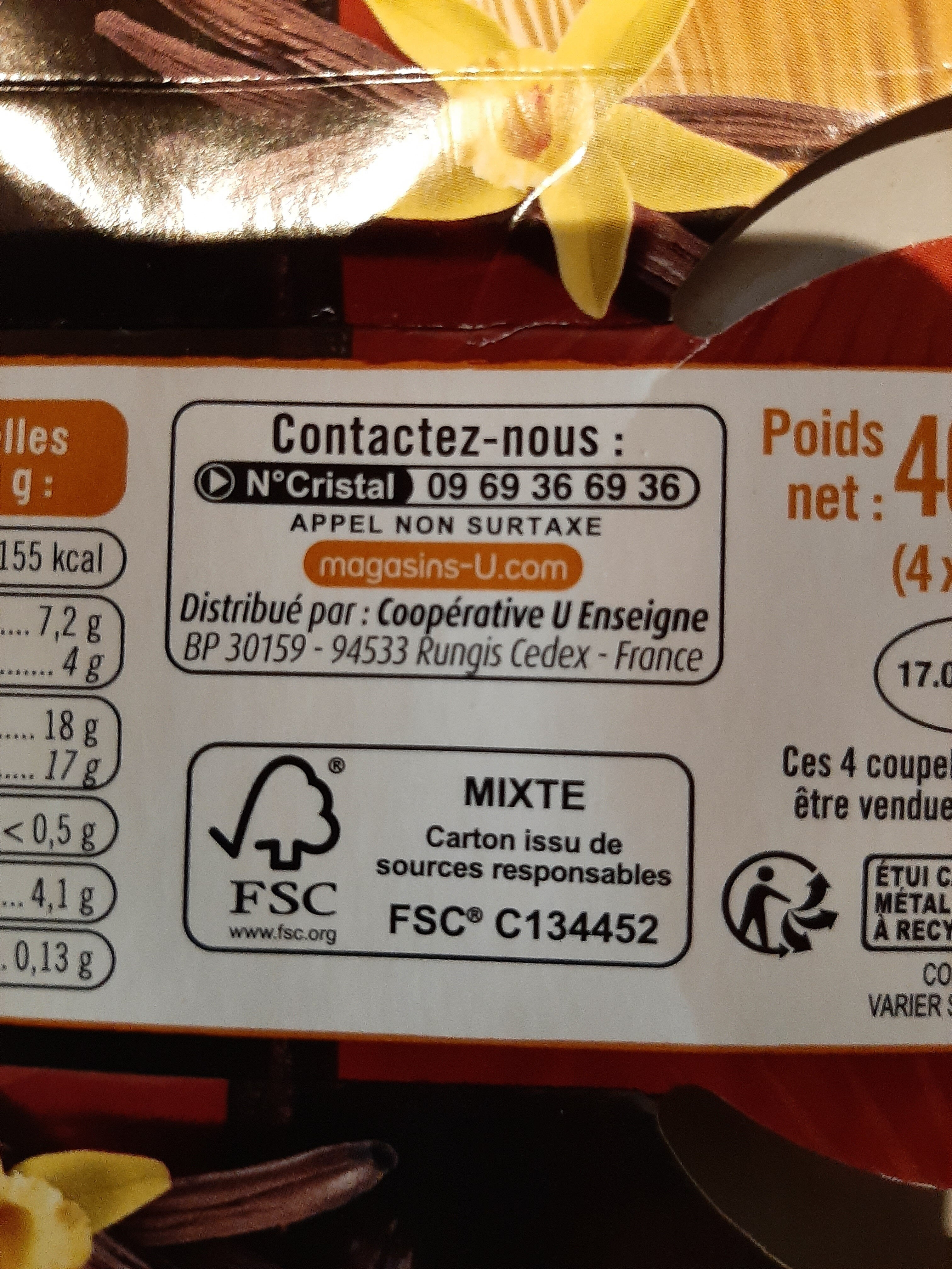 Crème aux oeufs à la vanille - Instrucciones de reciclaje y/o información de embalaje - fr
