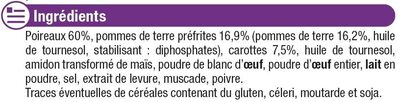 Palets légumes poireau, pomme de terre, carotte - Ingrediënten - fr