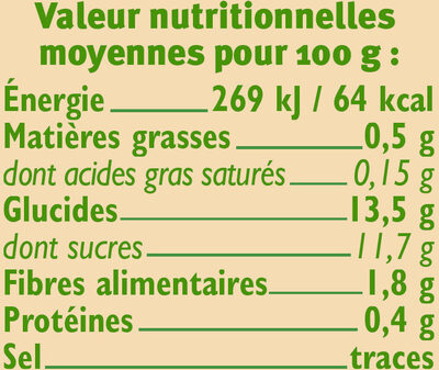 Purée de pomme poire sans sucres ajoutés - Nutrition facts - fr