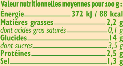 Ravioli aux légumes Bio - Nutrition facts - fr