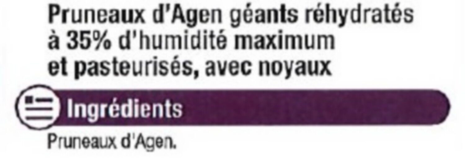 Pruneau d'Agen, calibre 33/44 - Ingrediënten - fr