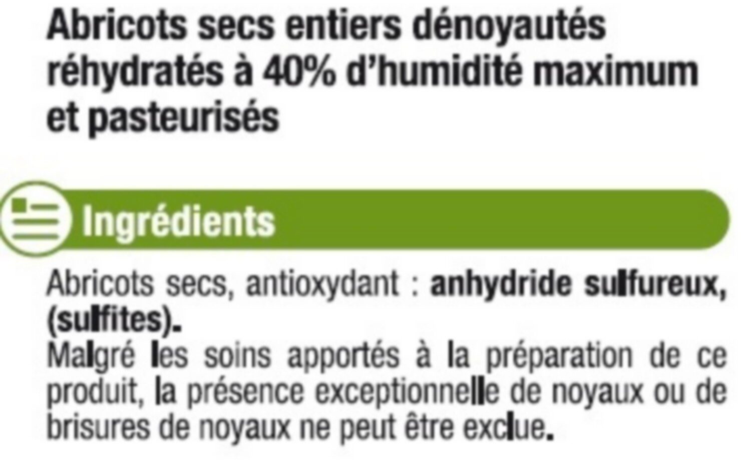 Abricot moelleux - Ingredients - fr