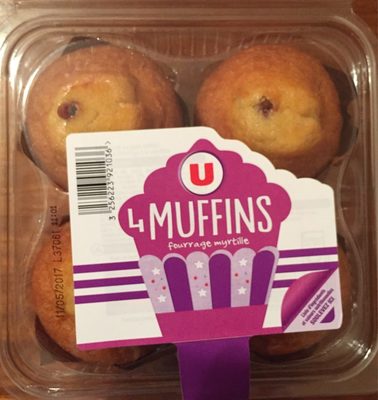 Muffins goût vanille avec fourrage à la myrtille U, x4 - Produit
