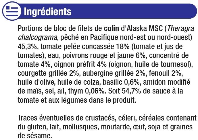 Colin d'Alaska à la provençale - Ingredients - fr
