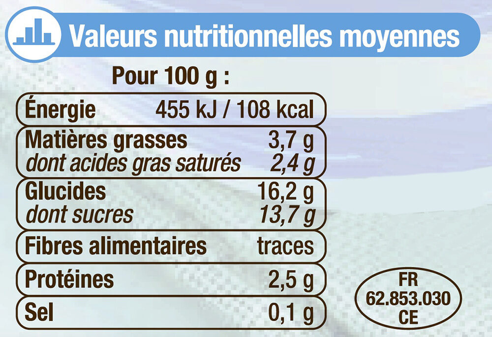 Crème dessert Saveur Vanille - Nutrition facts - fr