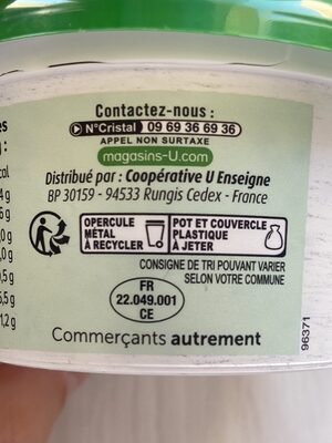 Fromage pasteurisé à tartiner ail et fines herbes 24% de MG - Recycling instructions and/or packaging information - fr