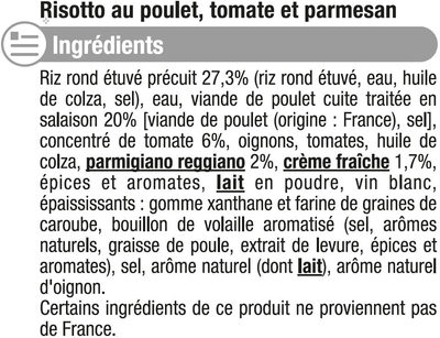 Risotto poulet tomates parmesan - Ingrédients