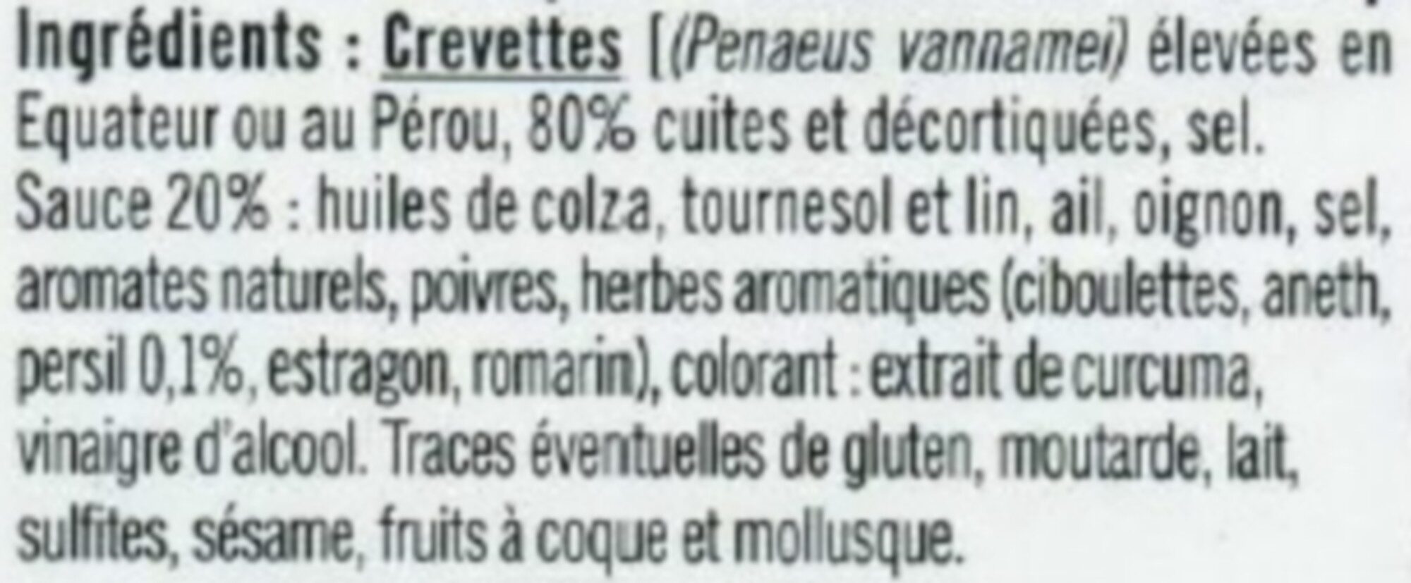 Crevette décortiquée marinée persillade - Ingredientes - fr