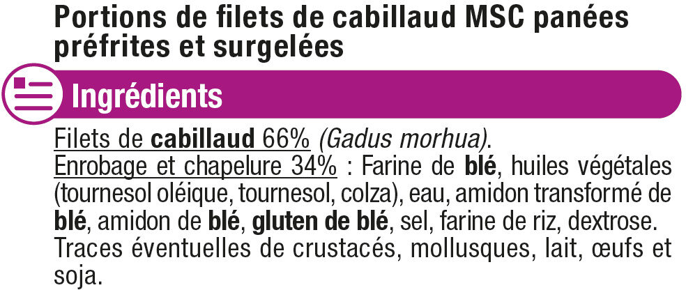 Panés de cabillaud - Ingredients - fr