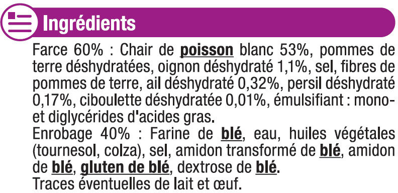 Croquettes De Poisson à L'Ail Et Aux Fines Herbes - Ingredients - fr