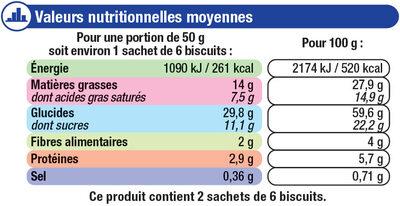 Palmiers au pavot - Información nutricional - fr