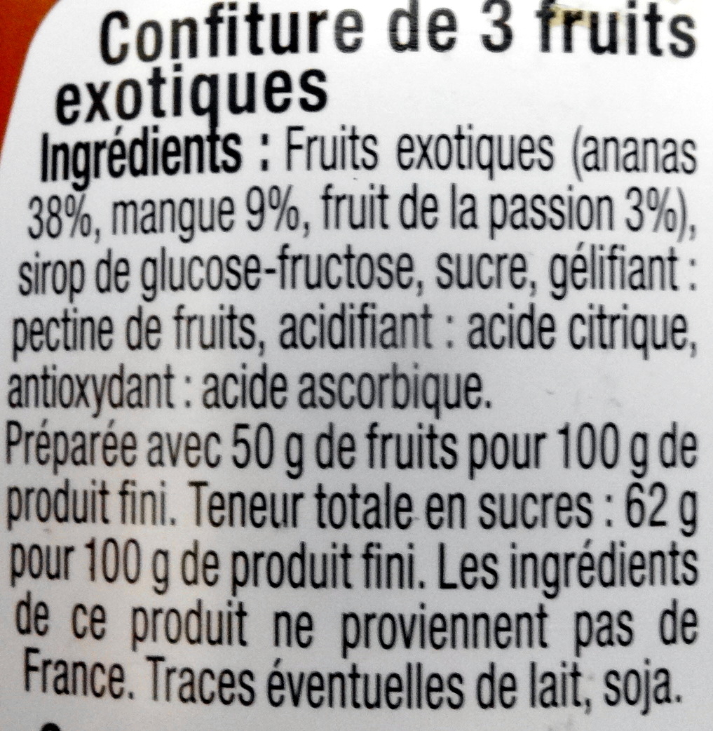 Confiture Fruits Exotiques - Ingredients - fr