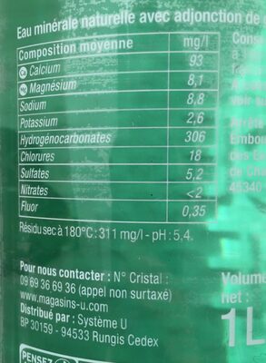 Eau minérale naturelle extra petillante - Nutrition facts - fr