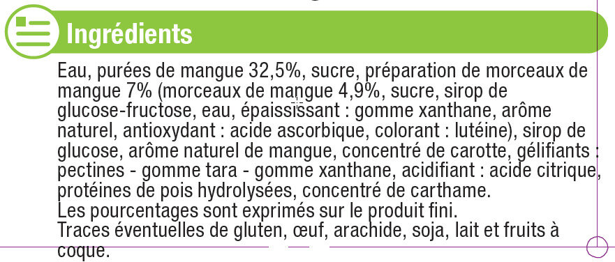 Sorbet à la mangue - Ingredients - fr