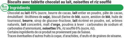 Biscuits tablette au chocolat au lait noisettes et riz soufflé - Ingrédients