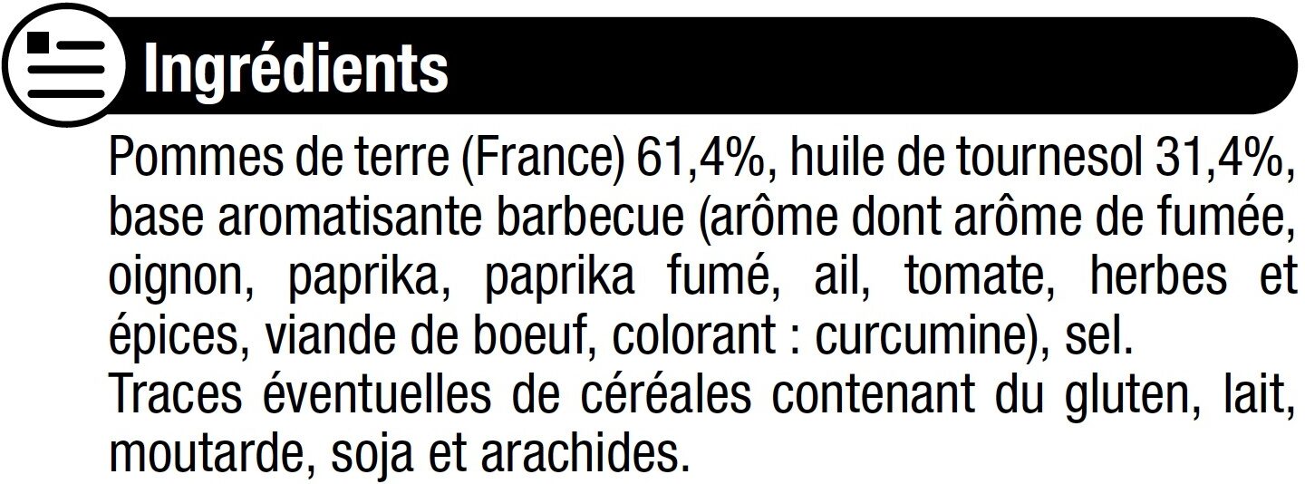 Chips classique saveur barbecue - المكونات - fr