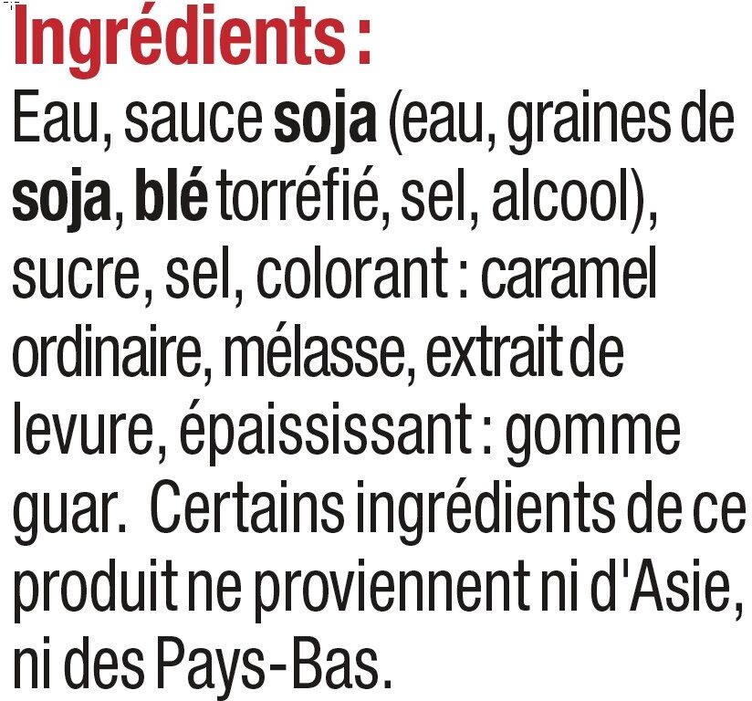Sauce Soja - Ingrédients