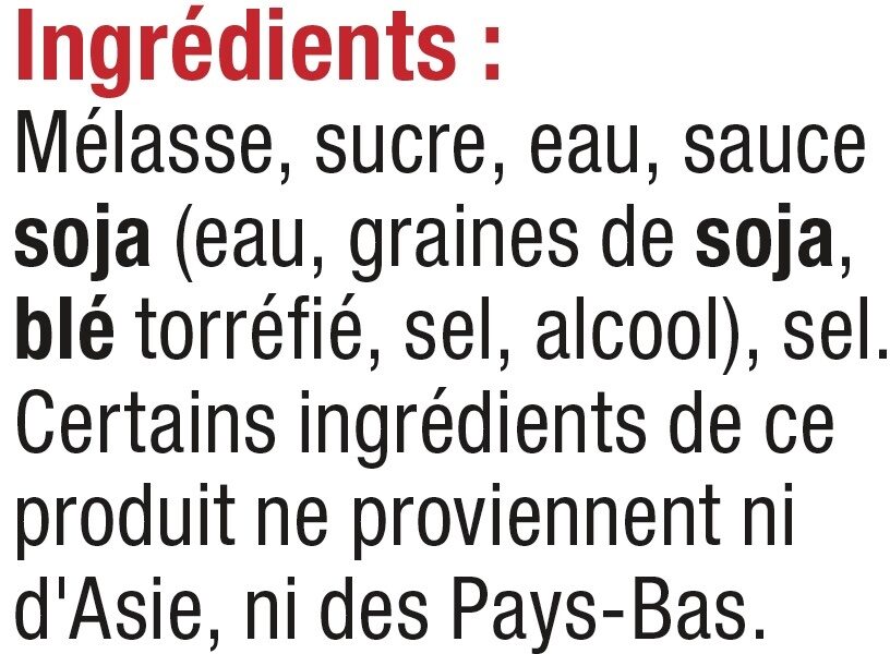 Sauce Soja Sucrée - Ingrédients