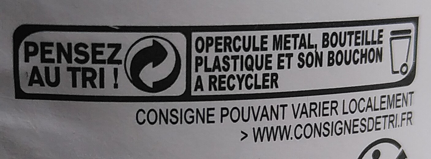 Lait 1/2 écrémé - Instruction de recyclage et/ou informations d'emballage