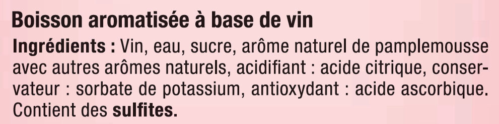 Vin rosé pamplemousse - Ingredients - fr
