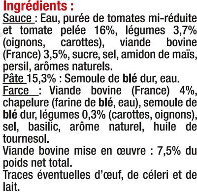 Ravioli pur boeuf - Ingredients - fr